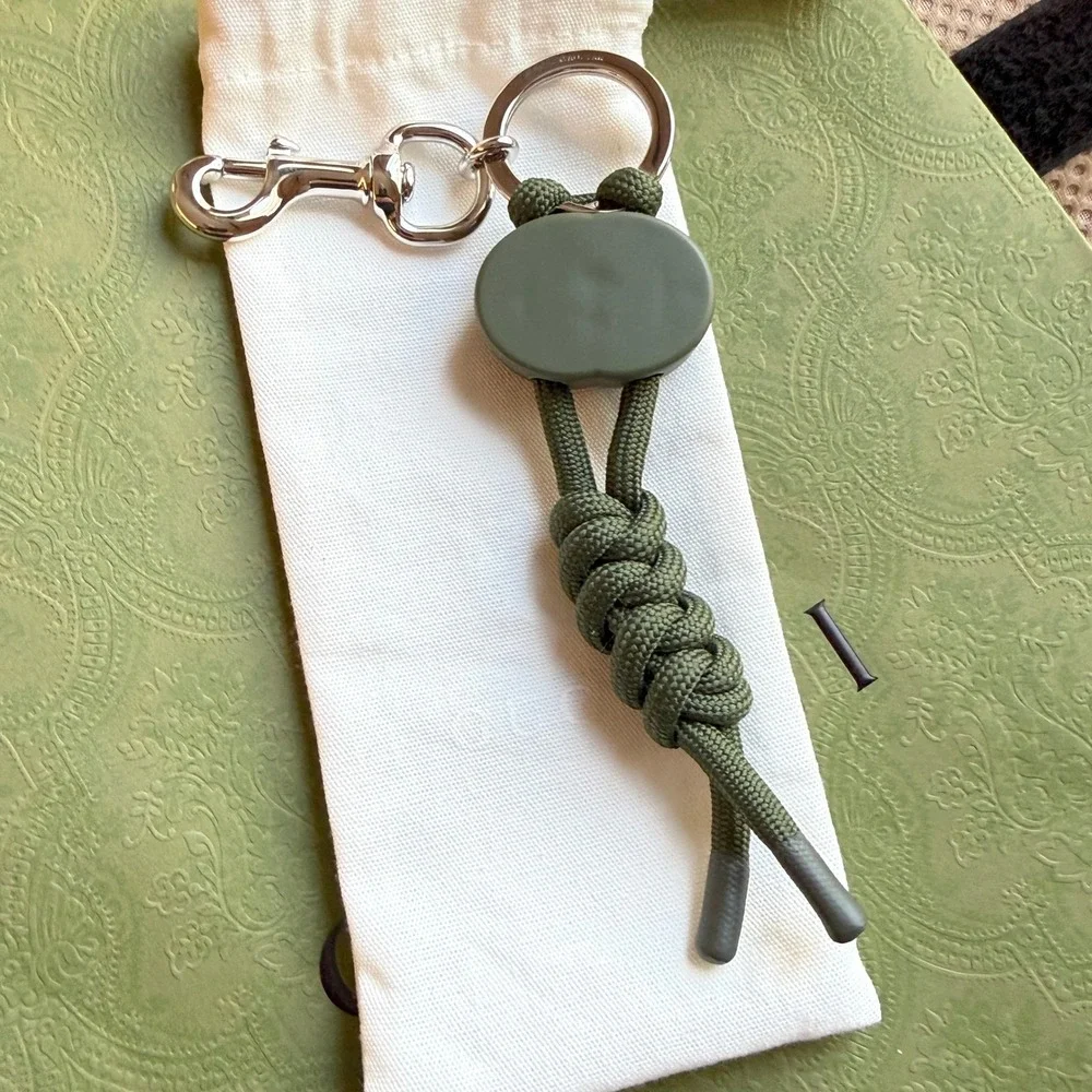 Gucci Dark Green Interlocking G Knotted‎ Cord Keychain Swivel Hook 834480